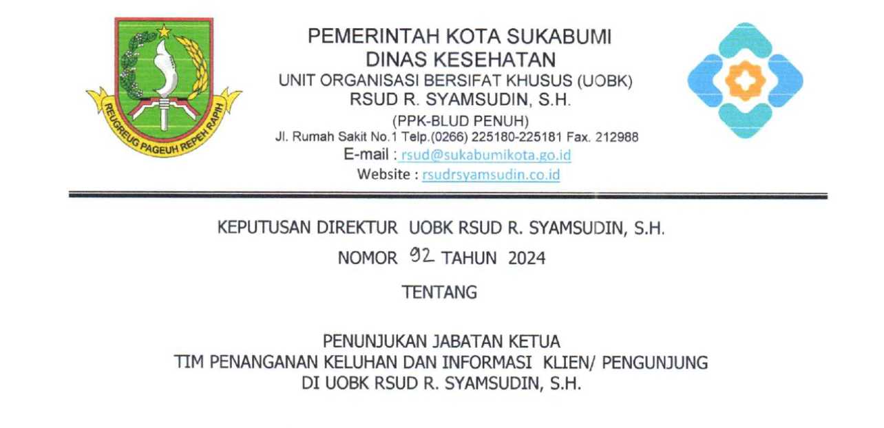 “Komitmen RSUD R. Syamsudin, S.H. dalam Penanganan Keluhan dan Pengaduan Pasien”